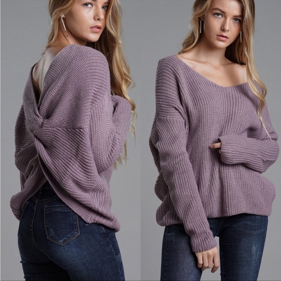 NEW•XL•Lavender Cross Twist Loose Sweater - Picture 2 of 16